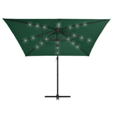 Vidaxl pływający parasol z LED i stalowym biegunem 250x250 cm zielonym