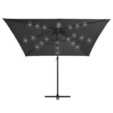 Parasol flottant vidaxl avec pôle LED et acier 250x250 cm de couleur anthracite