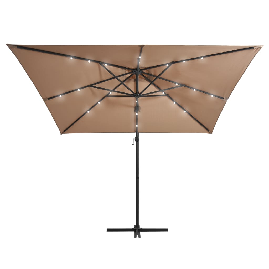 VidaXL Zweefparasol met LED en stalen paal 250x250 cm taupe