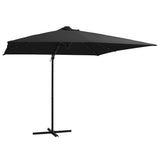 Vidaxl flytende parasol med LED og stålstang 250x250 cm svart