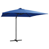 Vidaxl flytande parasol med LED och stålstång 250x250 cm azurblå