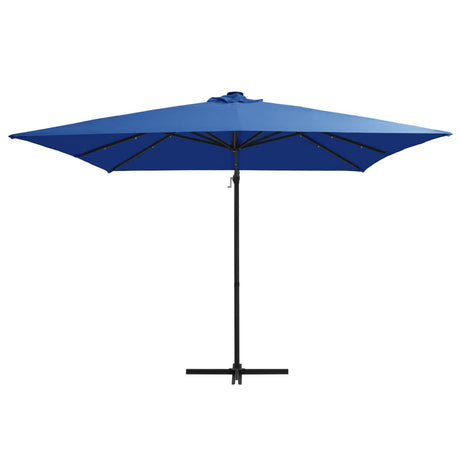 VidaXL Zweefparasol met LED en stalen paal 250x250 cm azuurblauw