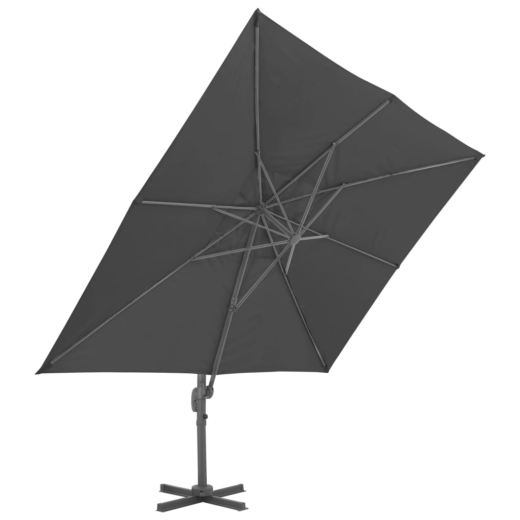 Vidaxl zweefparasol met aluminium paal 4x3 m zwart