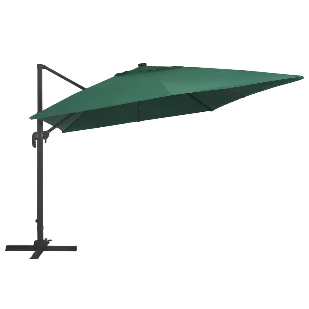 Vidaxl Parasol flottant avec poteau LED et en aluminium 400x300 cm vert