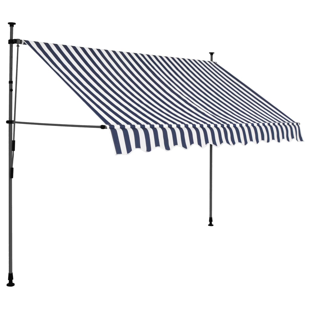 Vidaxl Luifel manually extendable with LED 300 cm blue and white