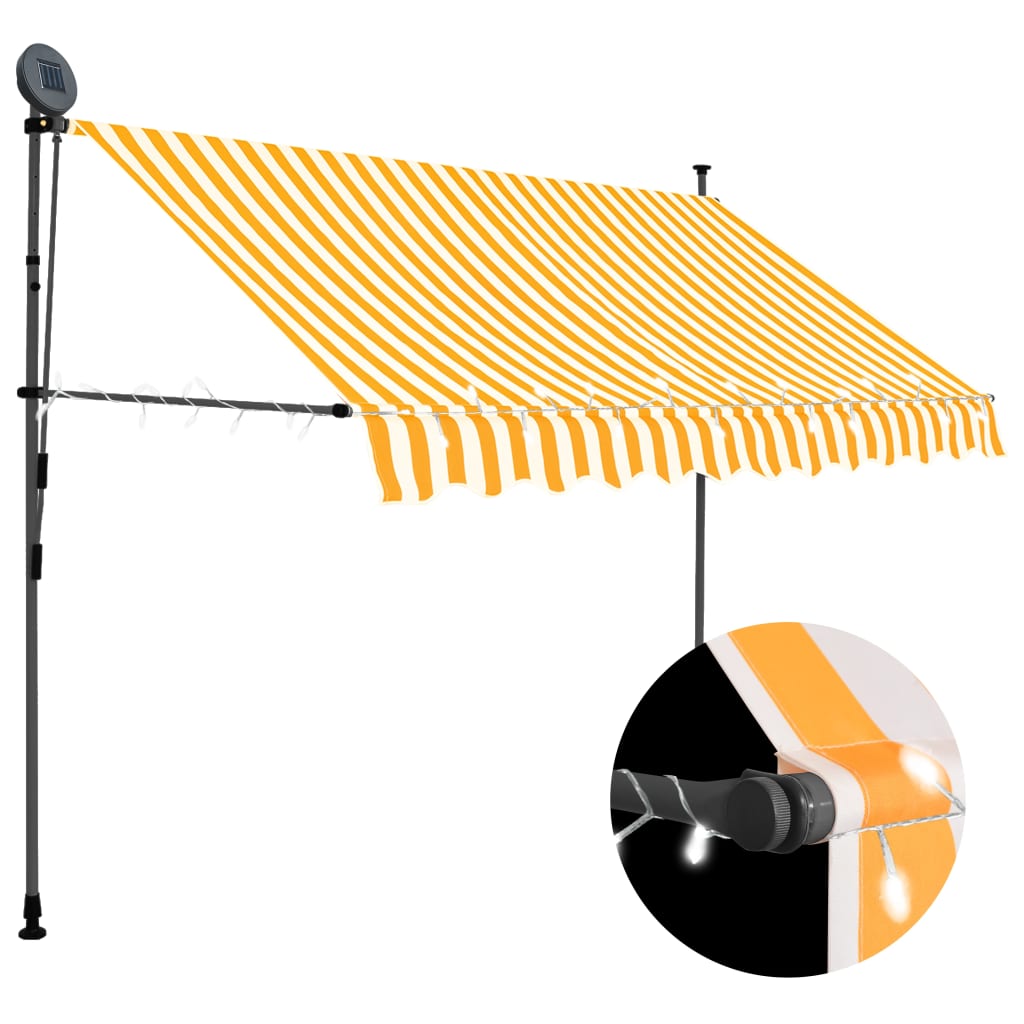 Vidaxl Luifel manually extendable with LED 300 cm white and orange