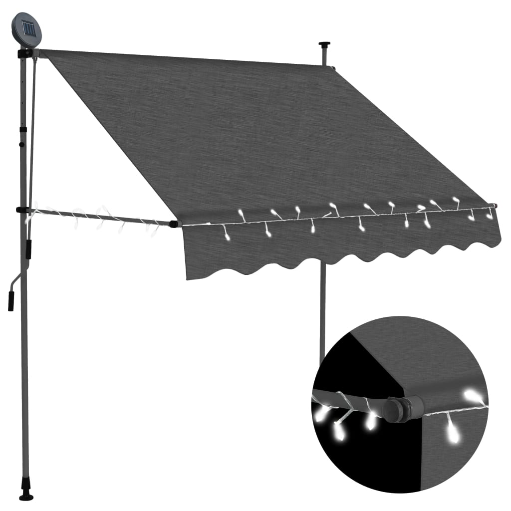 Vidaxl Luifel manually extendable with LED 200 cm anthracite -colored