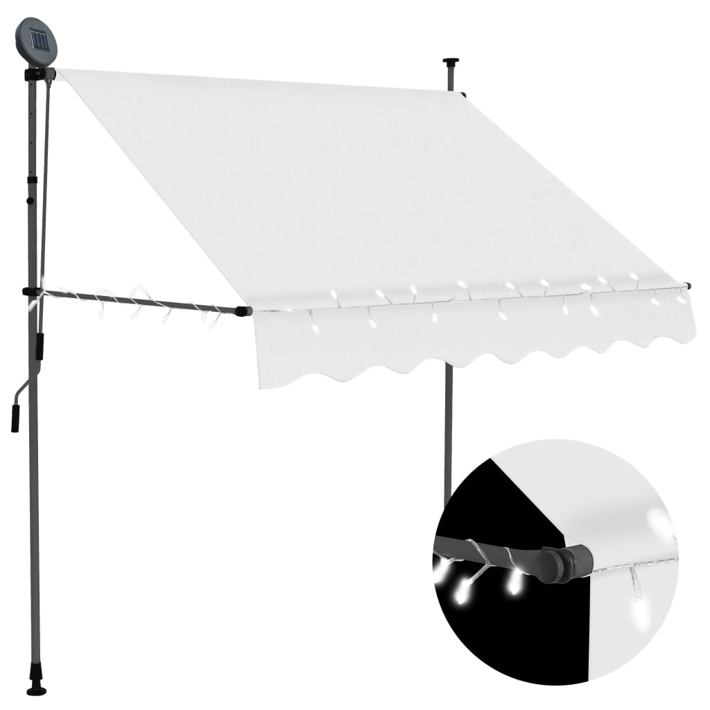 VidaXL Luifel manually extendable with LED 100 cm cream colored