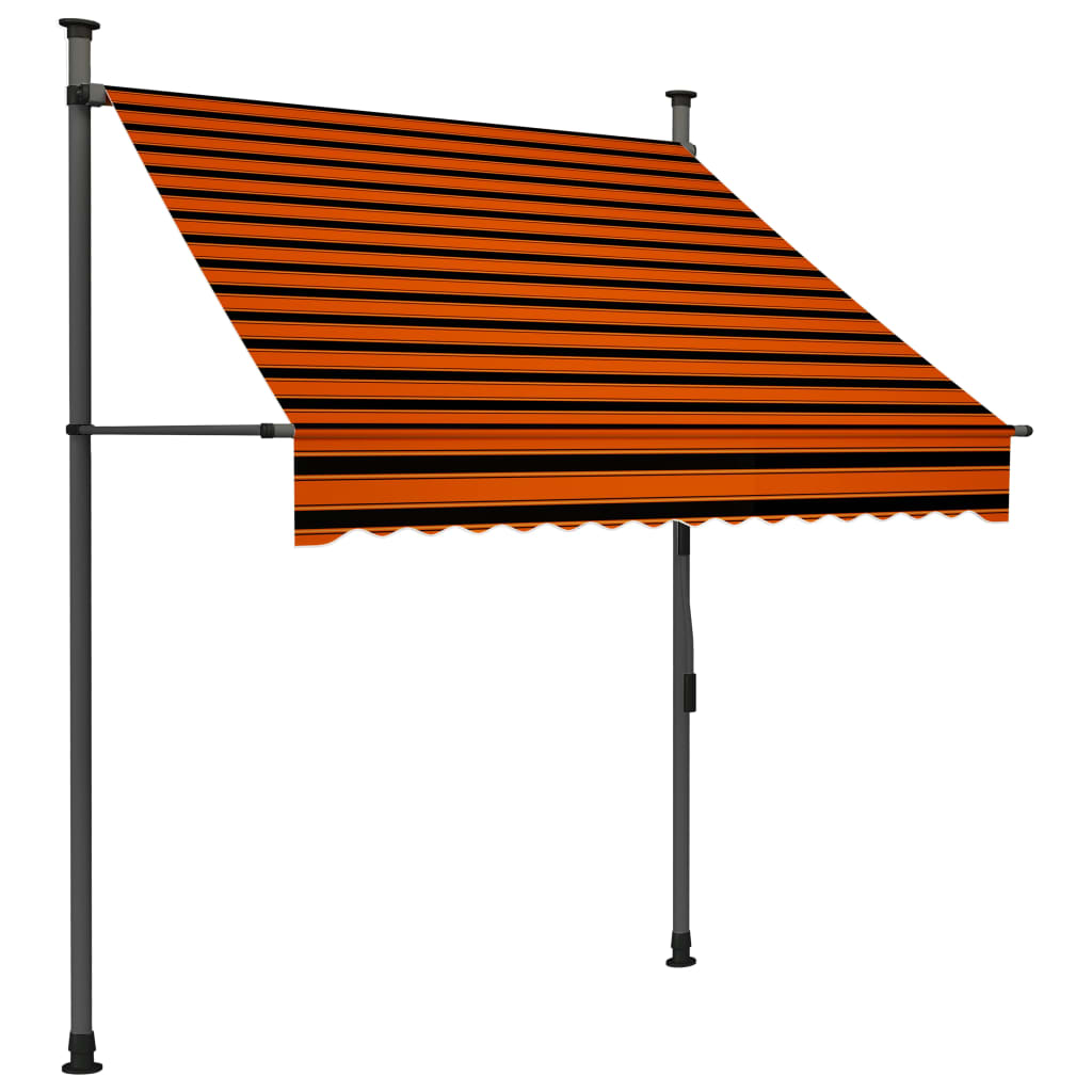 Bidaxl Luifel manuellt utdragbar med LED 150 cm orange och brun