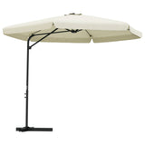 Vidaxl Parasol z jeklenim drogom 300 cm peska bela