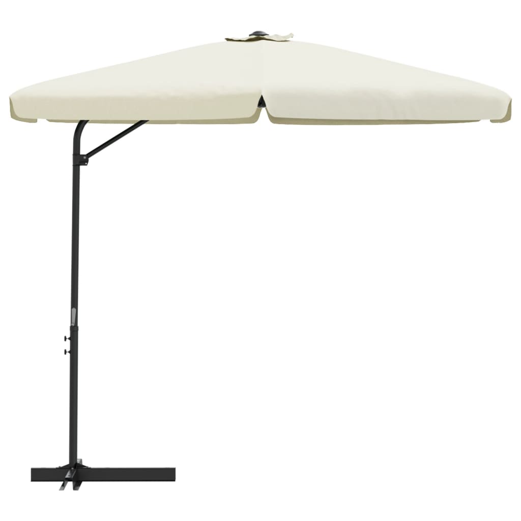 Vidaxl Parasol z jeklenim drogom 300 cm peska bela