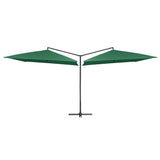 Vidaxl Parasol podwójny ze stalowym biegunem 250x250 cm zielonym