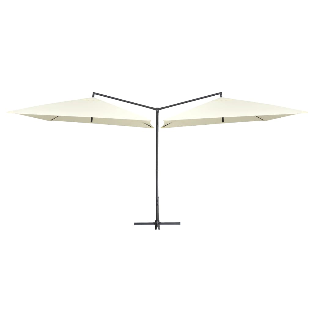 Vidaxl Parasol podwójny ze stalowym biegunem 250x250 cm piaskowym białym