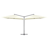 Vidaxl Parasol podwójny ze stalowym biegunem 250x250 cm piaskowym białym