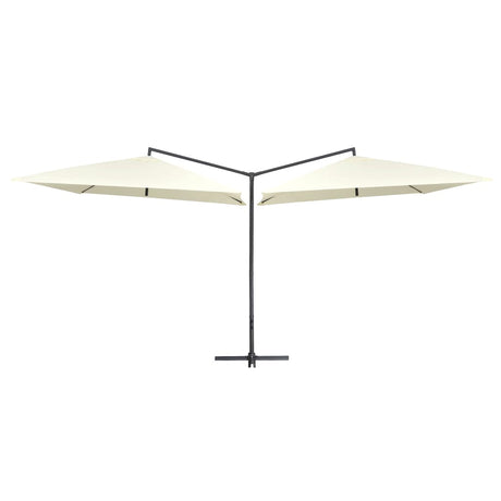 VidaXL Parasol dubbel met stalen paal 250x250 cm zandwit