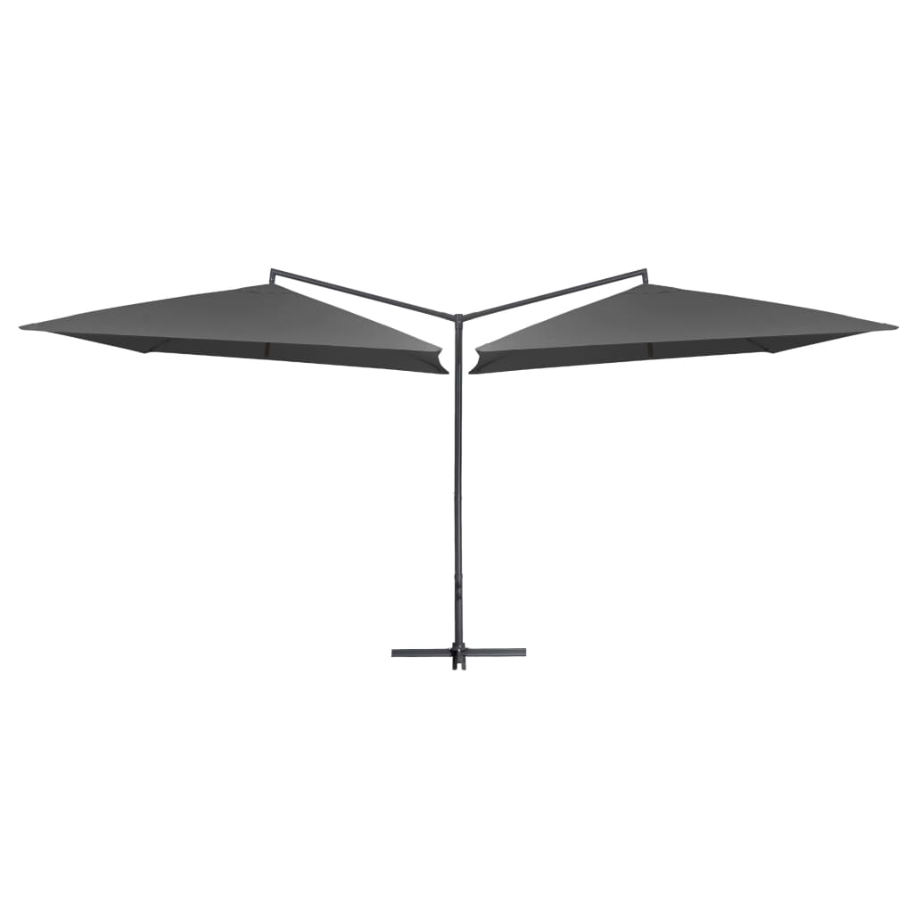 Vidaxl Parasol podwójny ze stalowym biegunem 250x250 cm antracyt