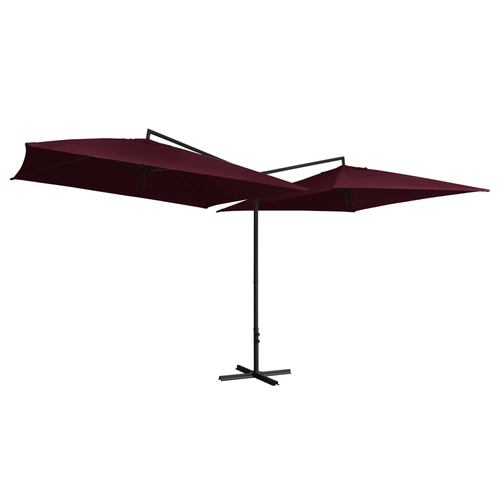 Vidaxl Parasol dubbel med stålstång 250x250 cm Bordeaux röd