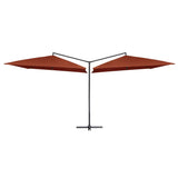 Vidaxl Parasol Double con poste de acero 250x250 cm terracota -Coled