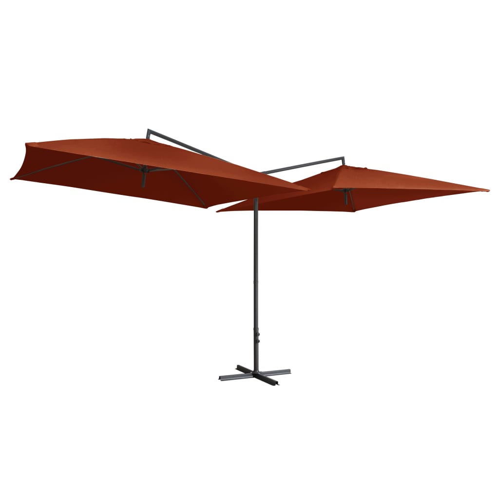 Vidaxl Parasol Double con poste de acero 250x250 cm terracota -Coled