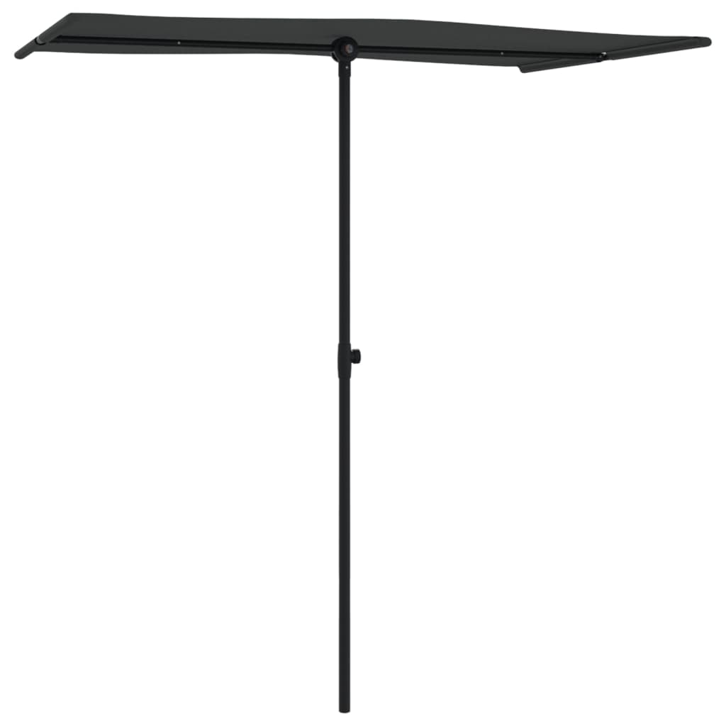 Vidaxl Parasol con polo in alluminio 180x110 cm nero