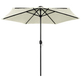 Vidaxl Parasol con illuminazione a LED e polo in alluminio 270 cm bianco sabbioso