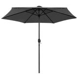 Vidaxl -parasol med LED -belysning og aluminiumstang 270 cm anthracit