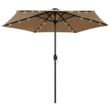 Vidaxl Parasol con illuminazione a LED e polo in alluminio 270 cm taupe