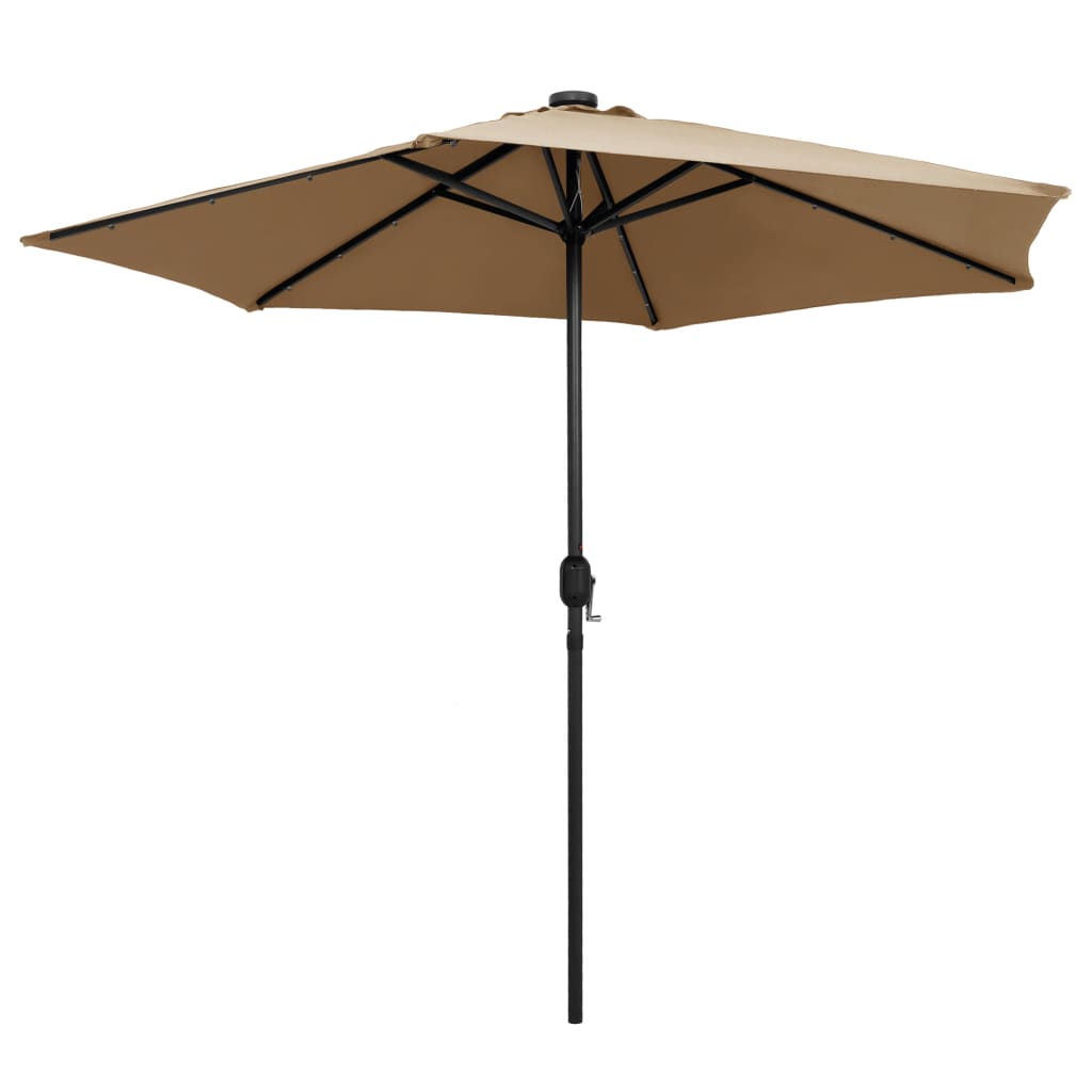 Vidaxl Parasol con illuminazione a LED e polo in alluminio 270 cm taupe