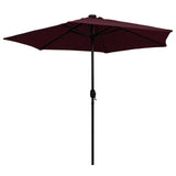 Vidaxl Parasol con polo in alluminio di illuminazione a LED 270 cm Bordeaux rosso