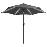 Vidaxl Parasol with LED lighting and aluminum pole 300 cm anthracite