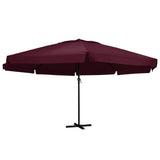 Parasol vidaxl avec poteau en aluminium 600 cm Bordeaux rouge