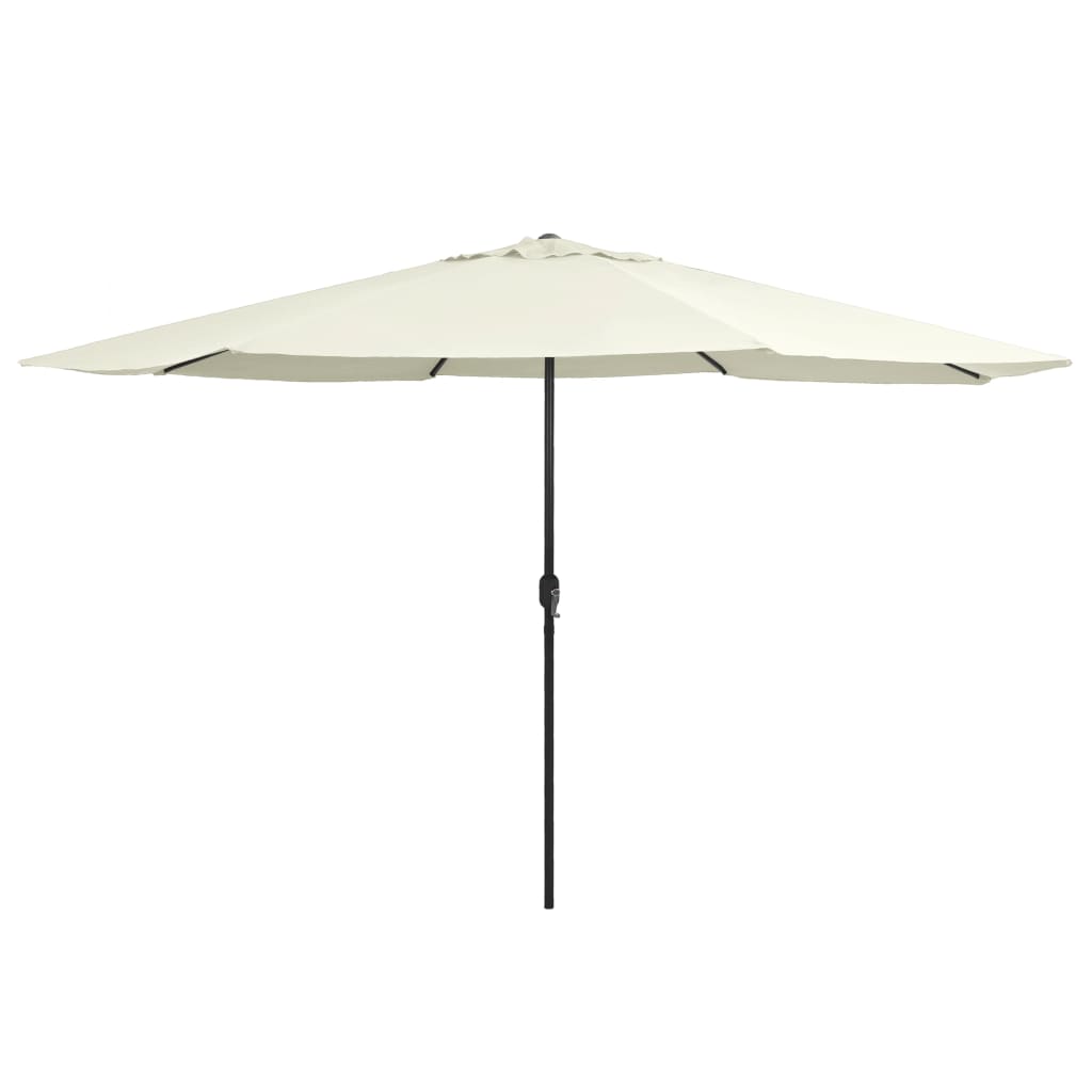 Vidaxl Parasol s kovinskim drogom 390 cm peska bela