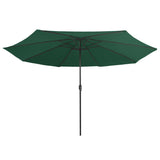 Vidaxl Parasol con polo metallico 390 cm verde