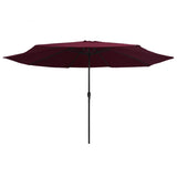 Vidaxl Parasol s kovinskim drogom 390 cm Bordeaux Red