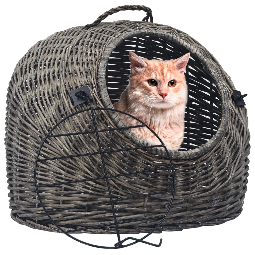 Vidaxl Cat Carrier 50x42x40 cm natierlech Willow Holz Grey