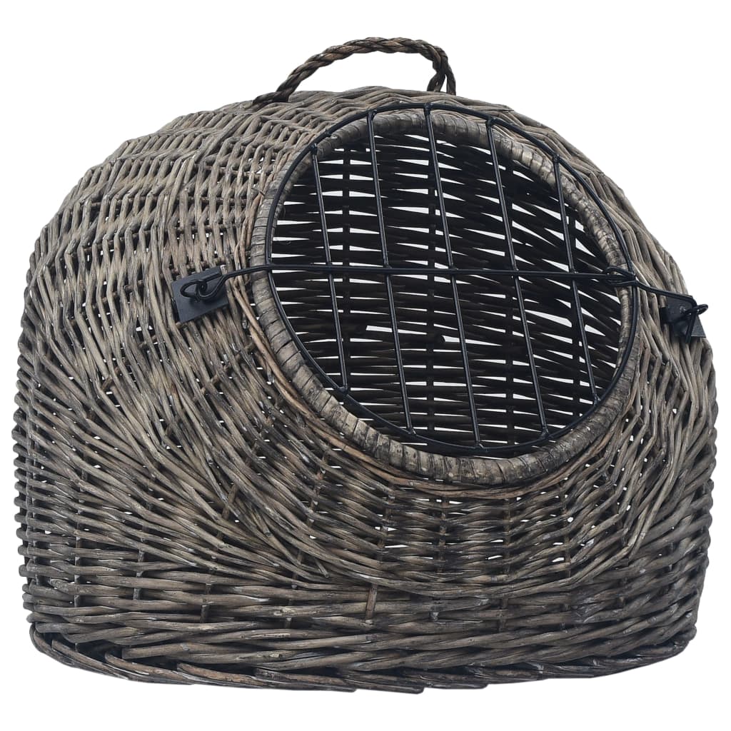 Vidaxl Cat Carrier 60x45x45 cm en bois de saule naturel gris