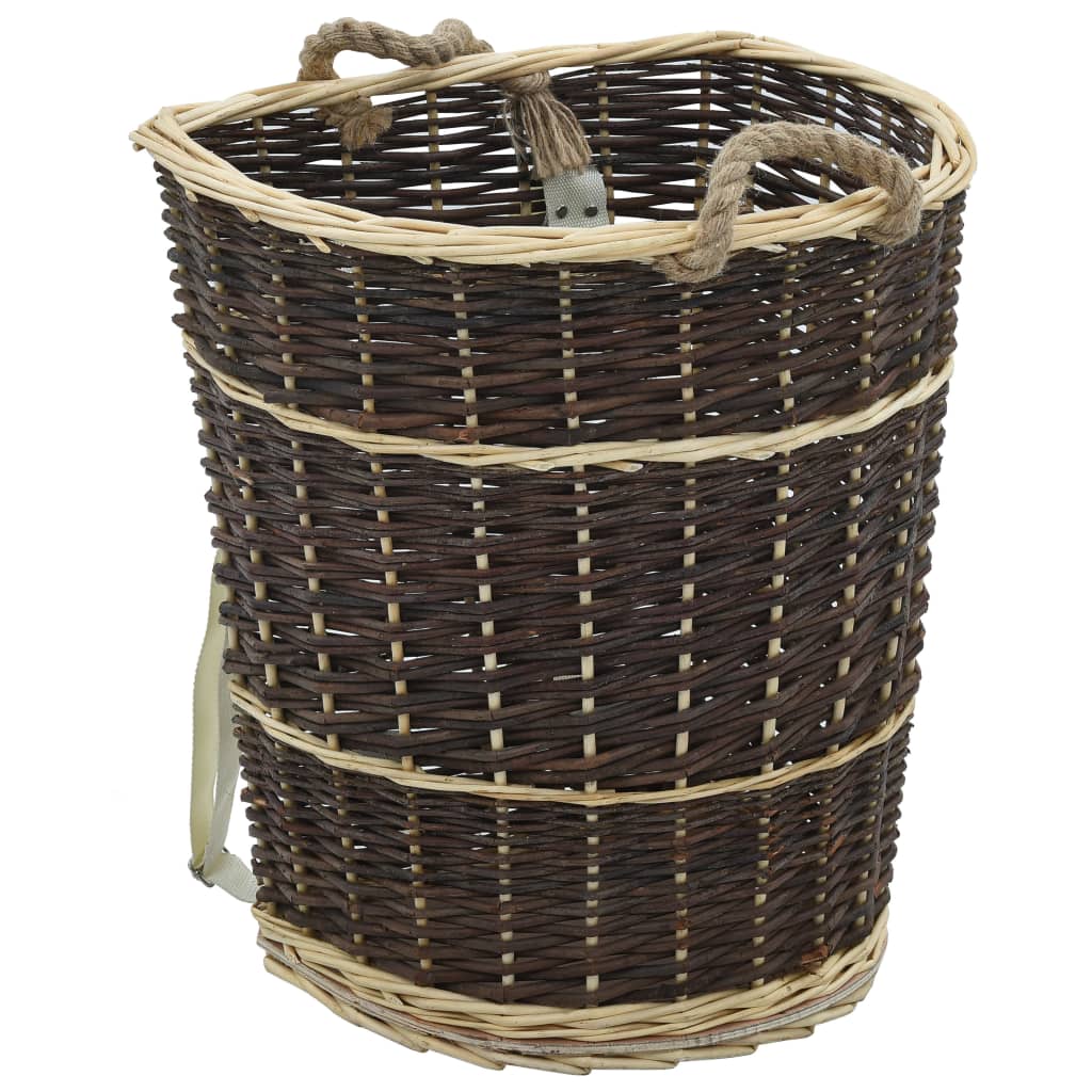 Cesta de madera Vidaxl con correas de transporte 44.5x37x50 cm Willow Willow Madera