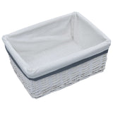 VIDAXL Panier en 3 parties Ensemble de saule empilable blanc