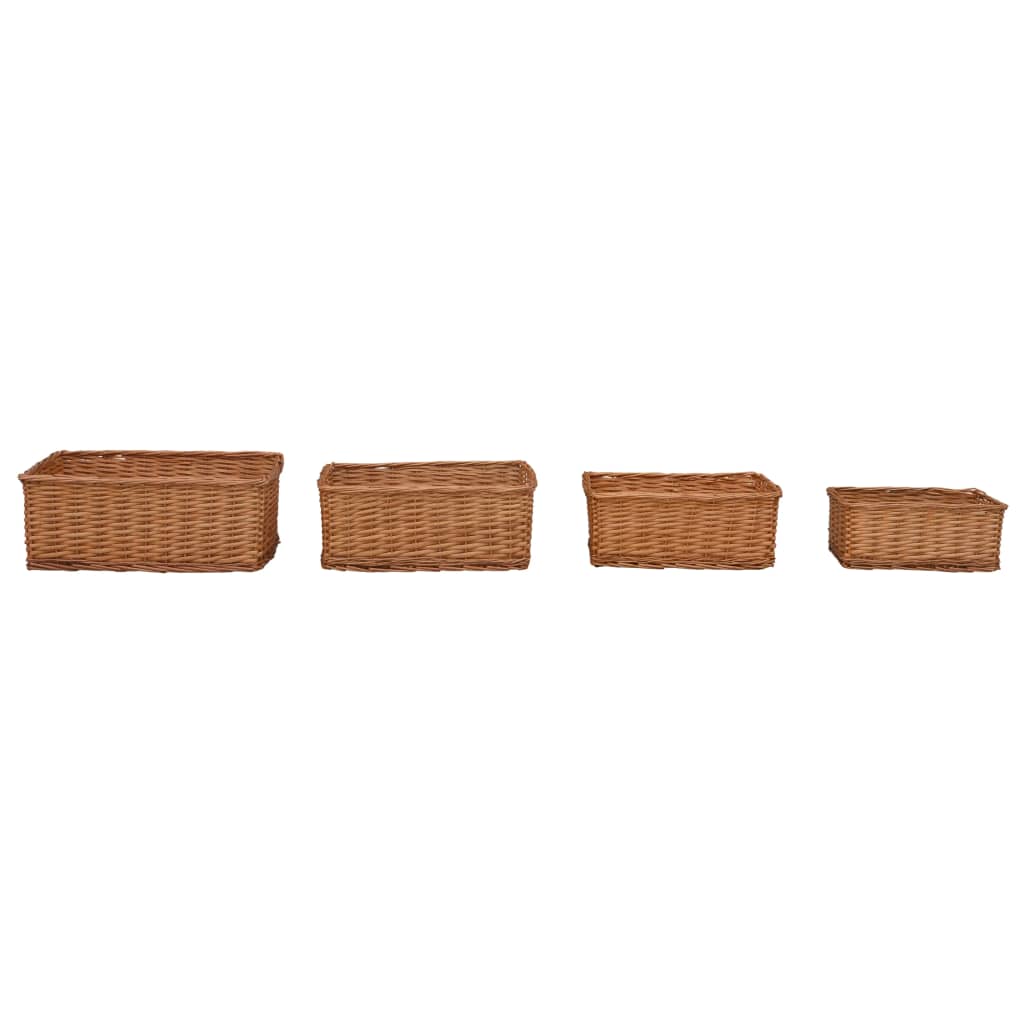 Vidaxl 4-Stéck Basket Set stackable Willows Brown