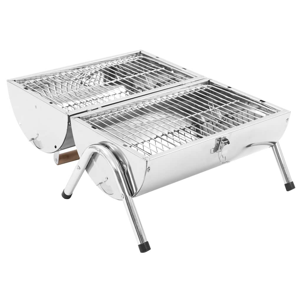 Vidaxl Table Barbecue Charcoal Double Gratings Rustfrit stål