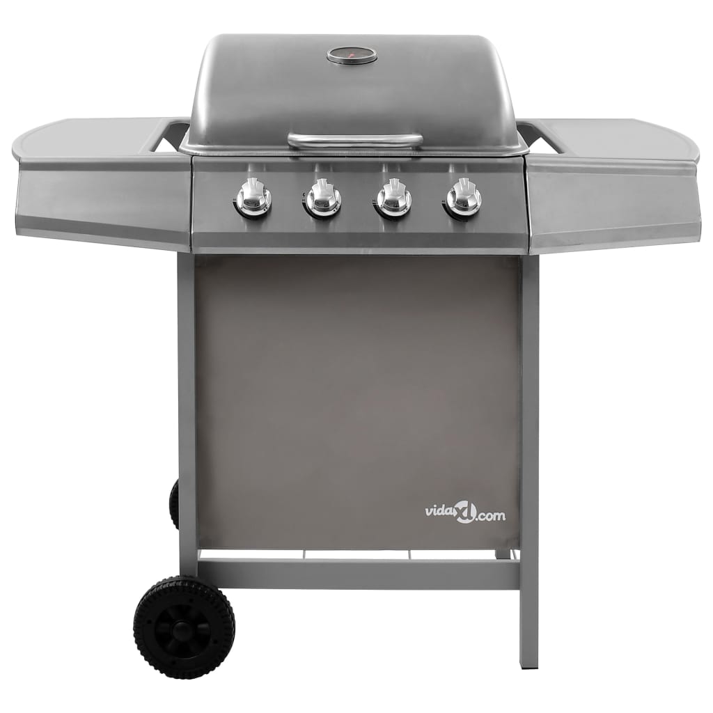 Vidaxl gas barbecue with 4 burners silver colored