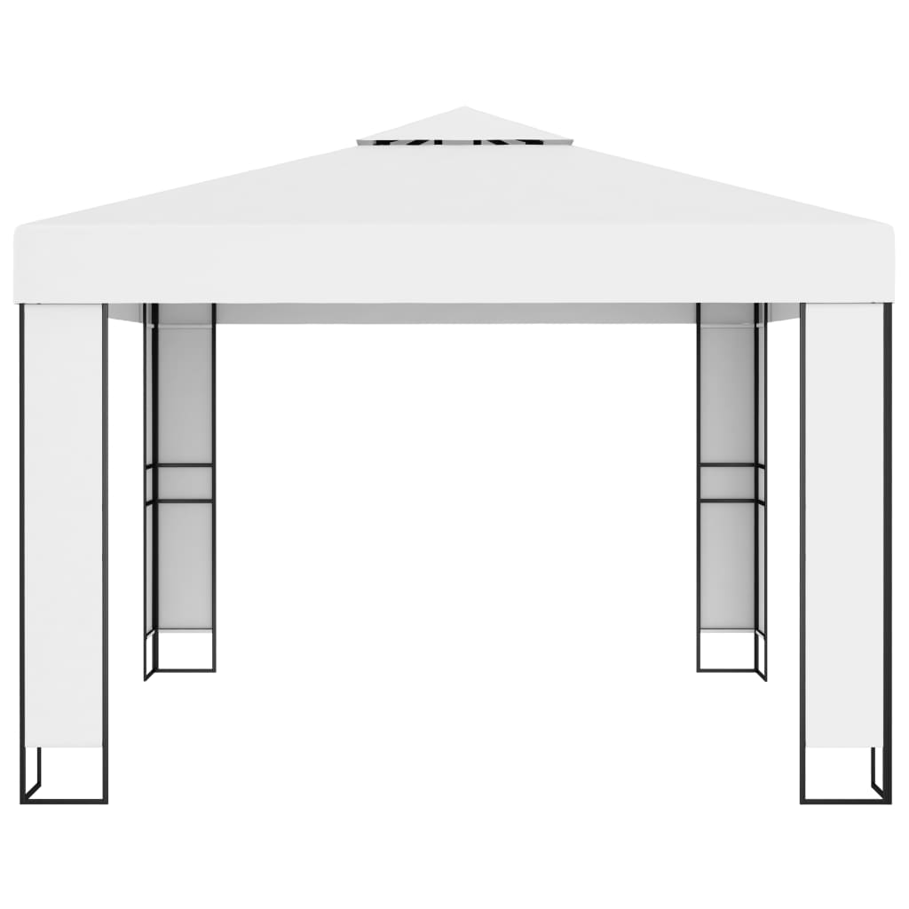 Arbor de Vidaxl con techo doble de 3x3 m de blanco