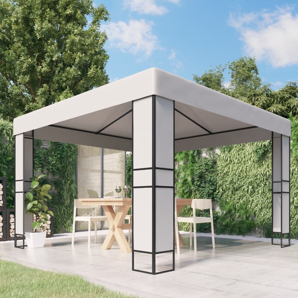 Arbor vidaxl avec toit double 3x3 m blanc