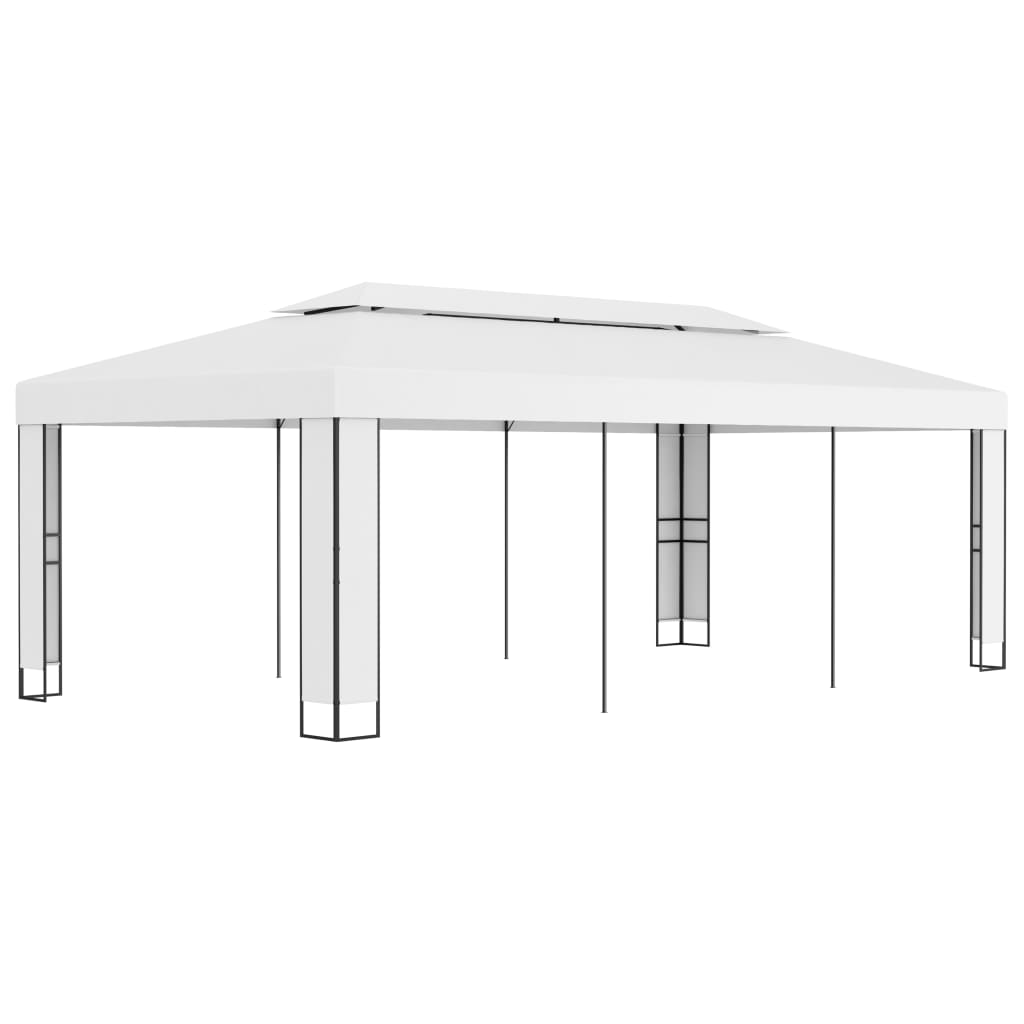 Vidaxl arbor with double roof 3x6 m white