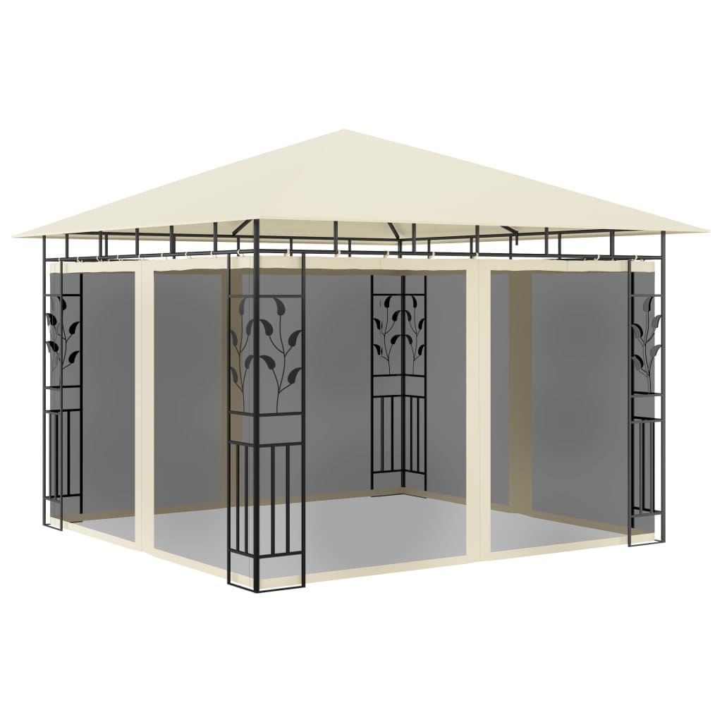 Vidaxl Arbor z neto komarjem 180 g m² 3x3x2,73 m krema