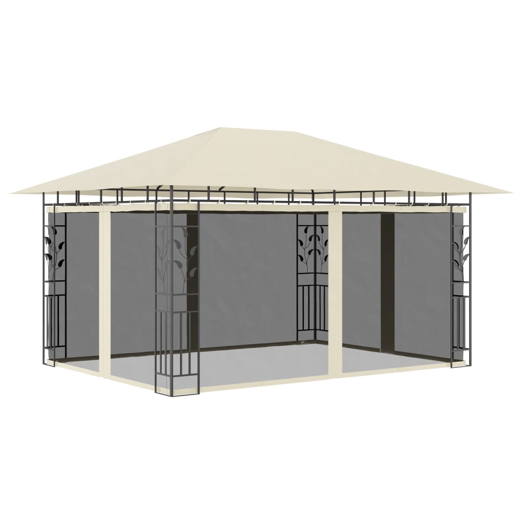 Vidaxl Arbor z neto komarjem 180 g m² 4x3x2,73 m krema