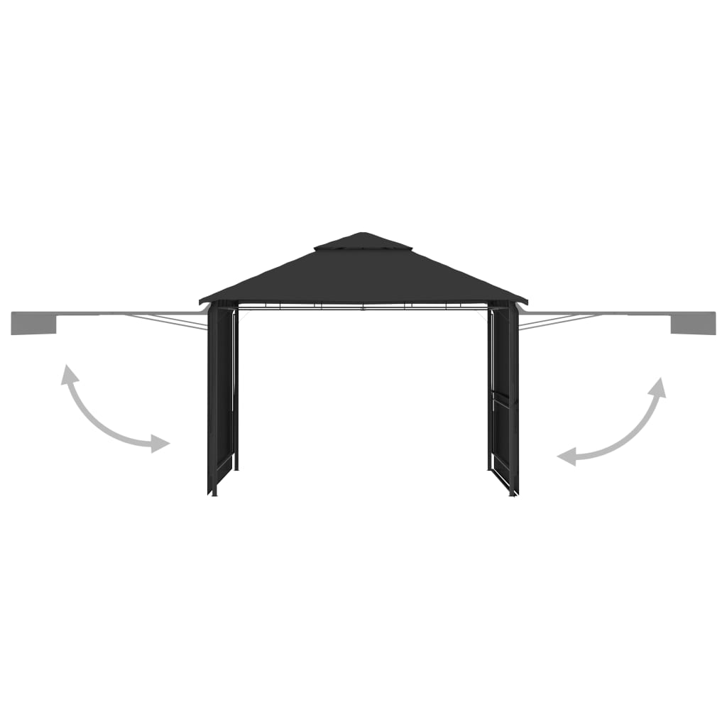 Vidaxl arbor with extendable roofs 180 g m² 3x3x2.75 m anthracite