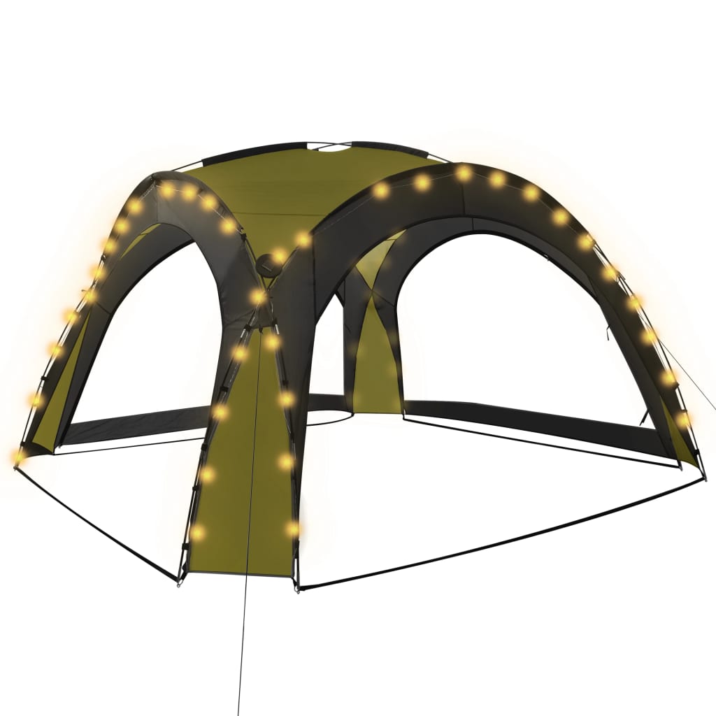 Vidaxl Party tent with LED and 4 side walls 3.6x3.6x2.3 m green