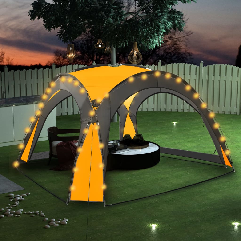 VIDAXL -Partyzelt mit LED- und 4 Seitenwänden 3.6x3.6x2,3 m Gelb