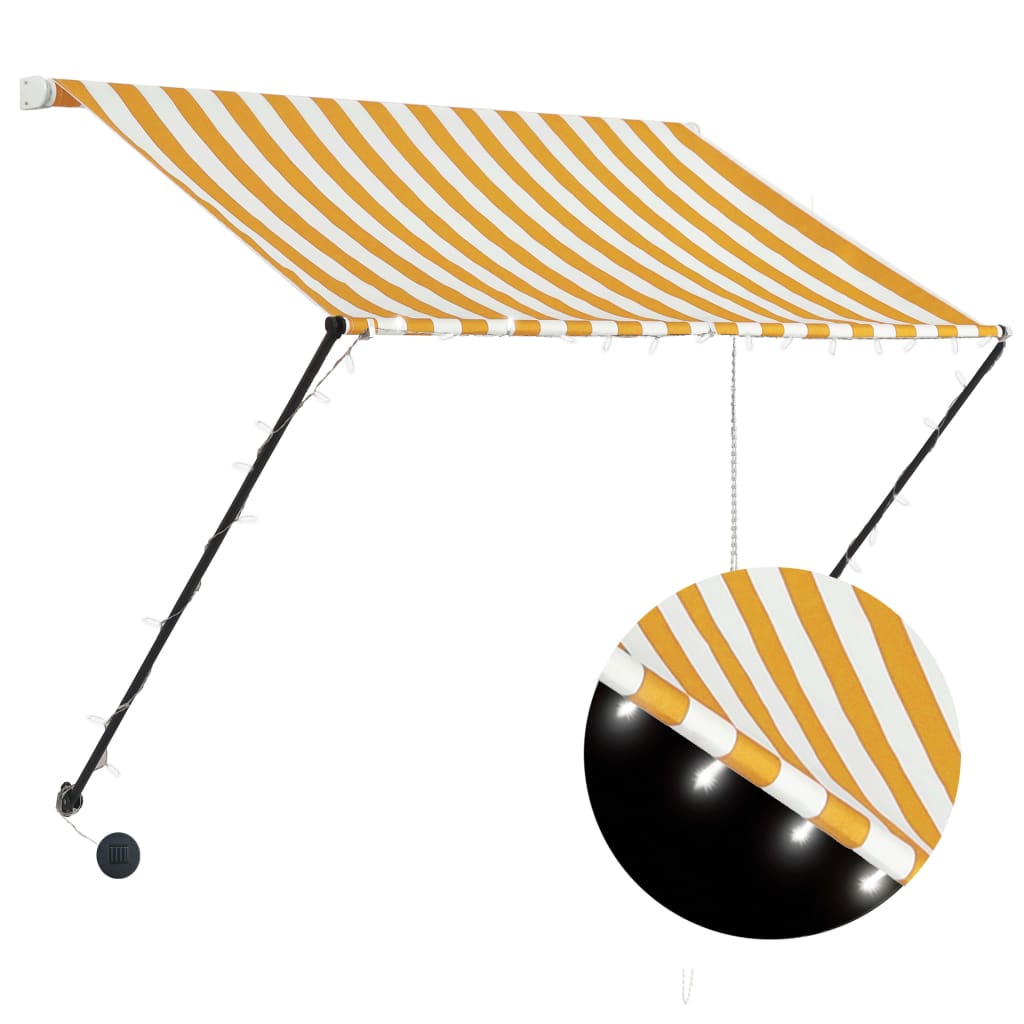 Vidaxl luifel extensible avec LED 150x150 cm jaune et blanc